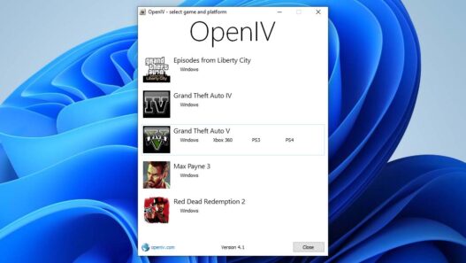 Download OpenIV Installer for easy mod installation in Episode from Liberty City, GTA VI, GTA V, GTA IV, Max Payne 3, Red Dead Redemption 2 (RDR2).