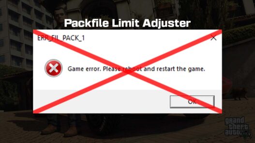 Download the Packfile Limit Adjuster for GTA 5 mods to fix the ERR_FIL_PACK_1 error. This ASI plugin doubles the packfile limit Requires an ASI loader.